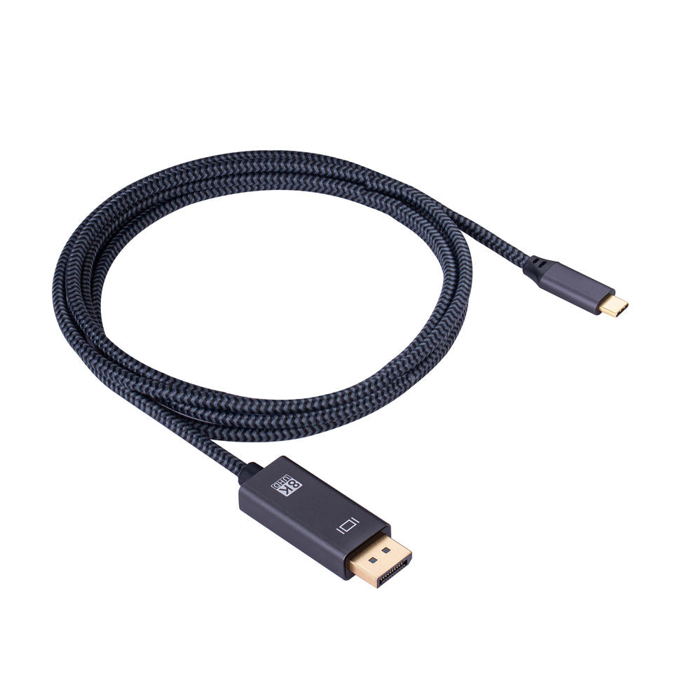 USB-C naar DP 1.4 Displayport Adapter 8k@60hz/4k@120Hz Kabel 2m Zwart/Grijs