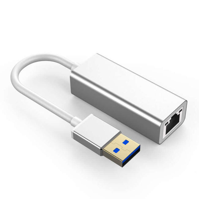 USB-A 3.0 Netwerk Dongel Wit Aluminium | USB-A Ethernet RJ45 10/100/1000Mbps/1Gbps Dongle