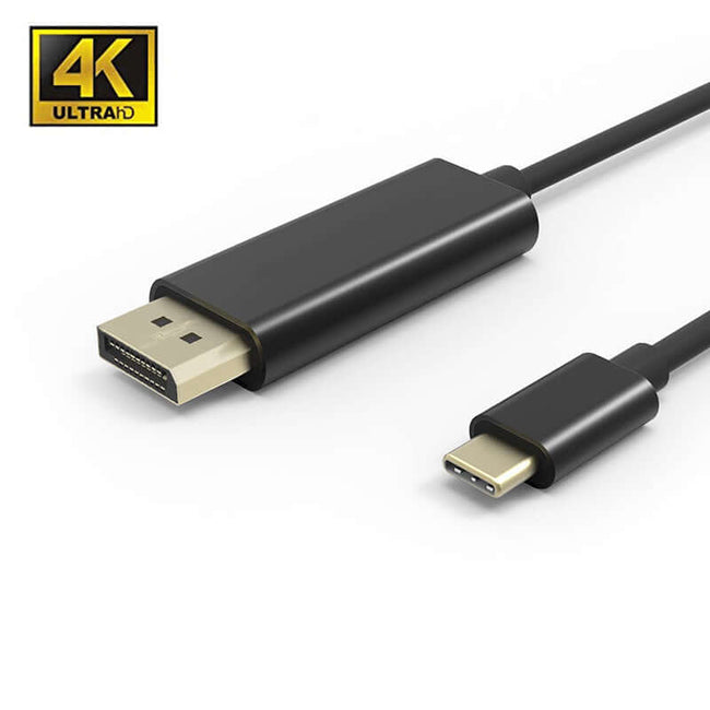 USB-C naar DP Displayport Adapter 4k@60hz Kabel 1.8 meter Zwart