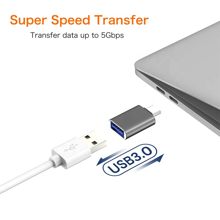 USB-C naar USB-A 3.0 OTG (On The Go) Adapter 5Gbps zonder verlichting